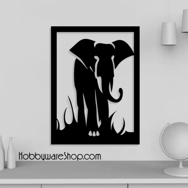 Animal Elephant Wall Art, Animal Elephant Artwork Wooden Framed Object For Wall