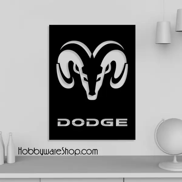 Dodge Wall Art, Dodge Logo Artwork Wooden Framed Object For Wall