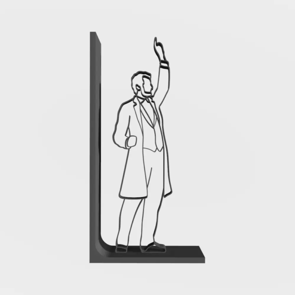 Abraham Lincoln Outline Silhouette Bookend Holder 3D STL, Abraham Lincoln Book Support 3D STL File - Image 2