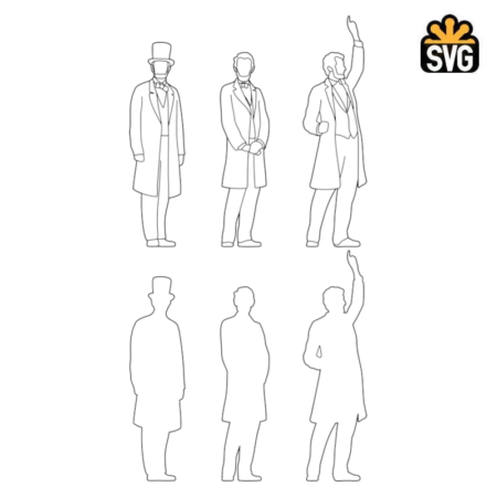 Abraham Lincoln Outline Silhouette SVG, Abraham Lincoln Single Line SVG Vector Download