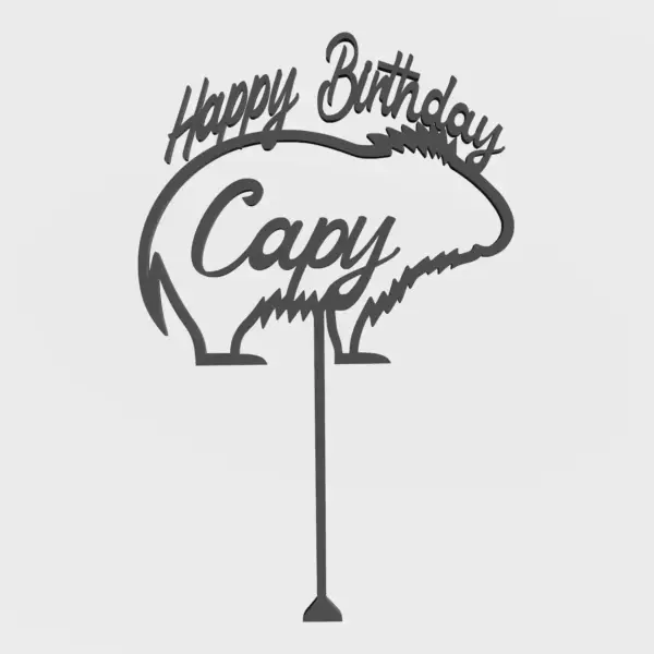 Happy Birthday Capy Cake Topper 3D STL File for Download - Image 2