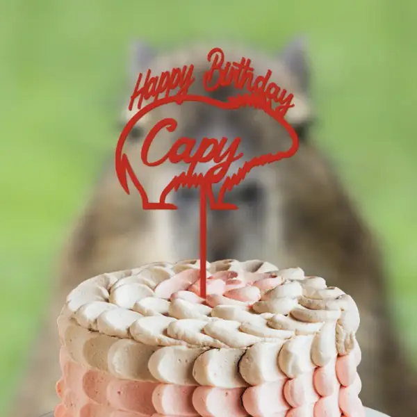Happy Birthday Capy Cake Topper, Customizable Handmade 3d Printed Cake Topper