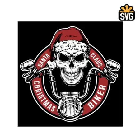 Christmas Biker SVG Digital Download, Santa Claus Biker SVG Vector Download File