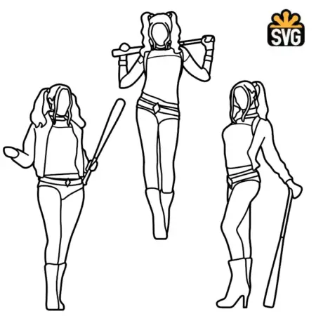 Harley Quinn SVG Digital Download, Margot Robbie SVG-DXF-EPS-PS Vector Download Files