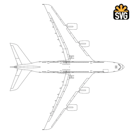 Airbus 380 SVG Digital Download, Airbus 380 SVG-DXF-EPS-PS Vector Download Files