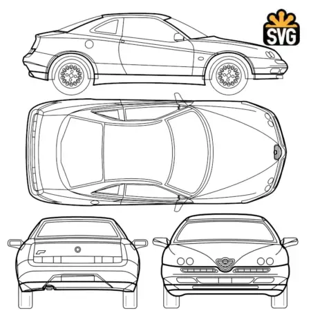 Alfa Romeo GTV SVG Digital Download, Alfa Romeo GTV SVG Vector Download File